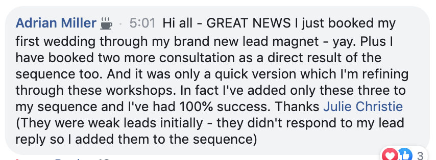 Togs in Business review from Adrian about his email sequence and lead magnet working
